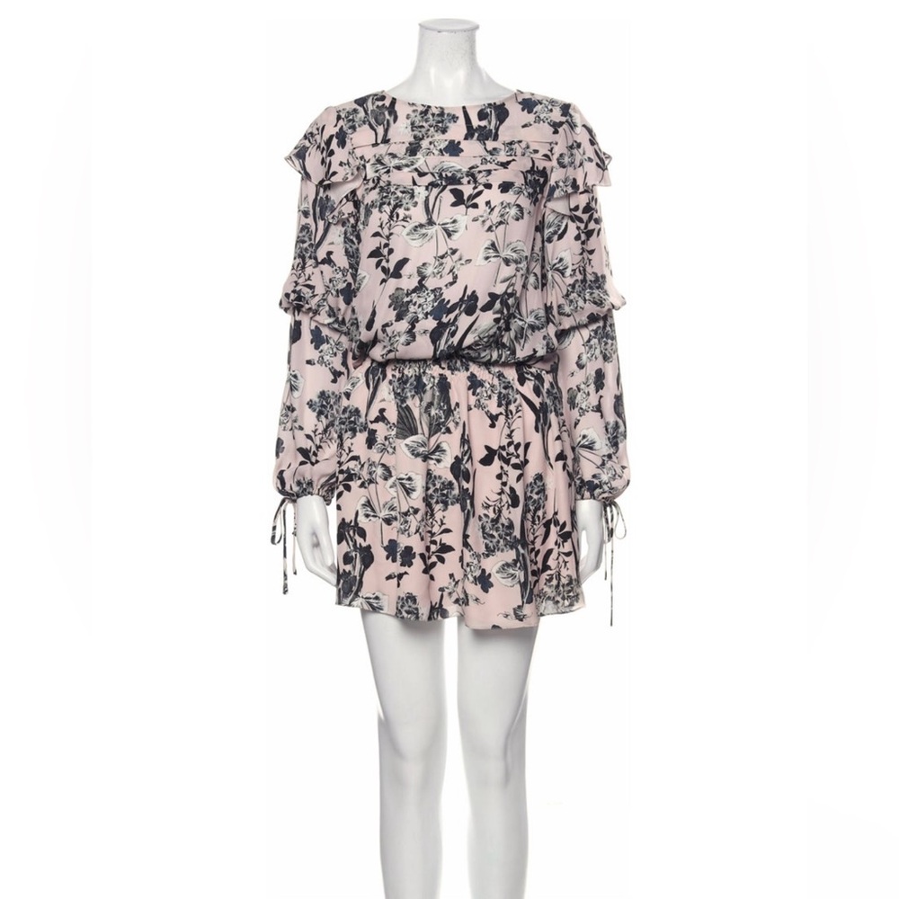 Rare PARKER Pink and Black Silk Floral Mini Dress